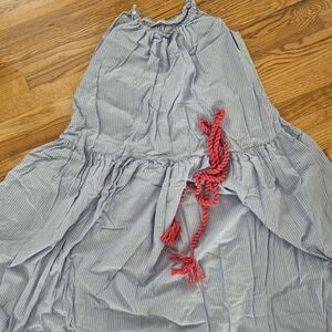 Striped Kids Dress with Red Accents